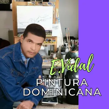 Pintor dominicano cuadro costumbrista obra de arte e.vidal