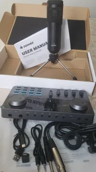 Kit para podcast interfaz con mezclador de audio con micrófono función