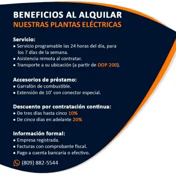 Alquiler de plantas eléctricas en santo domingo este
