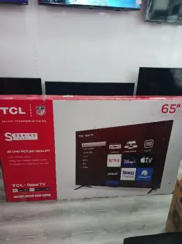 Smart tv tcl 65 pulgadas 4k roku nueva con su caja y sus accesorios