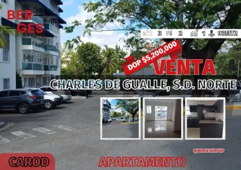 Apto en venta av charles de gaulle 3er piso 3-hab 2-baños 1 parqueosdn
