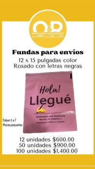 Funda impresa con adhesivo.