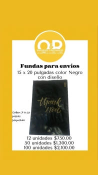 Funda impresa con adhesivo.