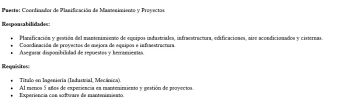 Coordinador de mantenimiento y proyectos