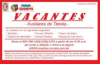 Vacantes temporada 2024/2025.