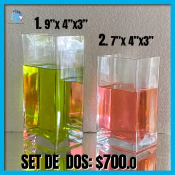 Sets de dos jarrones rectangulares de cristal