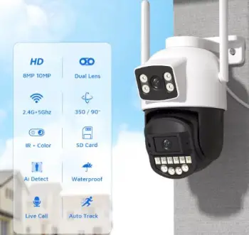 Cámara de seguridad doble lente wifi full hd 5mp vision full color sen