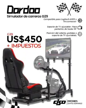 Cabina simulador de carreras dardoo g29 con soporte de tv adecuado par