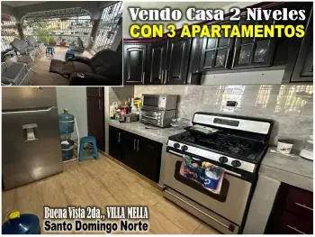 Vendo casa 2 niveles con 3 aptos en buena vista 2da. para inversion o