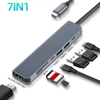 Aumentador de puertos -  adaptador hub usb tipo c 7 en 1 - hdmi - lect