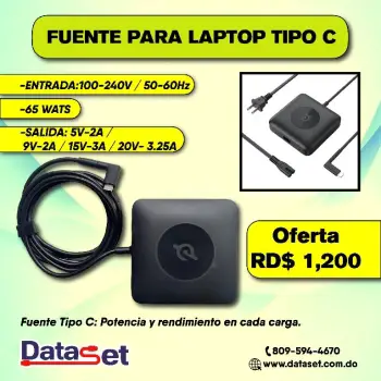 Fuente para laptop tipo c