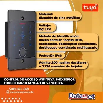 Control de acceso wifi tuya p/exterior hf5-em-tuya