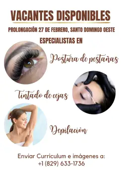 Buscamos especialista en pestañas cejas y depilación