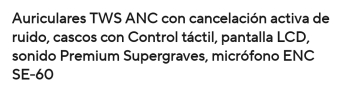 Auriculares inalámbricos bluetooth acn con pantalla táctil