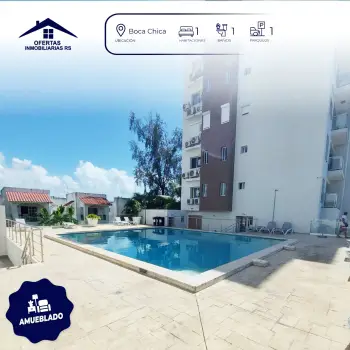 Venta de apartamento amueblado ubicado en boca chica a dos minutos de