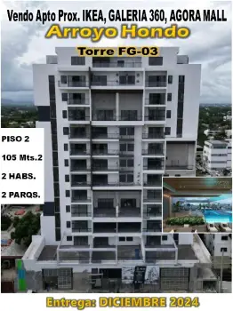 Vendo  apto en arroyo hondo torre fg-03 prox. a ikea galeria 360 agora