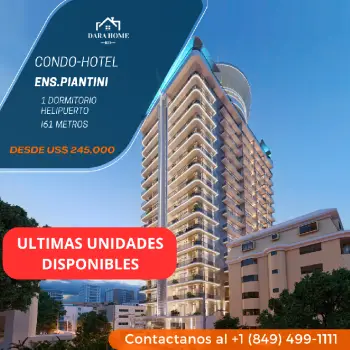 Vendo proyecto condo-hotel de lujo con helipuerto ens. piantini