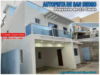 Vendo 2 casas en la autopista de san isidro en proyecto de 12 prox. al