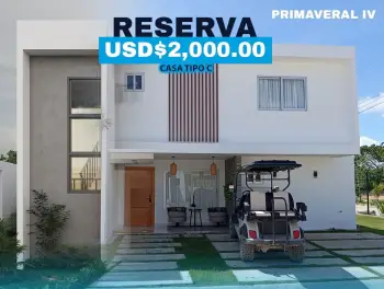 Villa en venta tipo c en punta cana 3 habitaciones con la línea blanca