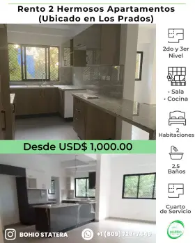 Apartamento en renta  res. a estrenar los prados