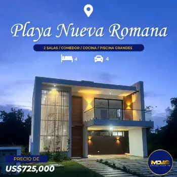 Se vende villa ubicada en playa nueva romana