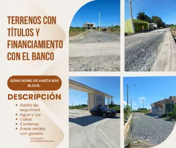 Solares de 405 mts2 en esquina con titulo deslindado.
