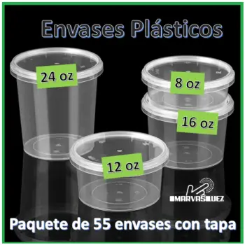 Envases plásticos de 6 16 y 24 onzas