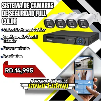 Sistema de 4 camaras con sensores de movimientos y vision nocturna a c