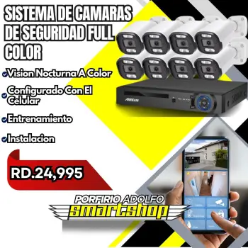Sistema de 8 camaras con sensores de movimientos y vision nocturna a c