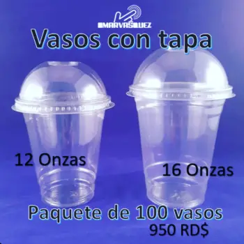 Vasos plásticos 12 16 onzas con tapa domo