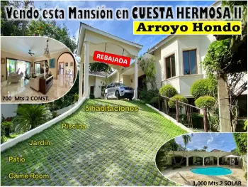 Vendo imponente mansión en cuesta hermosa ii 5 habs. 1000 mts.2 patio