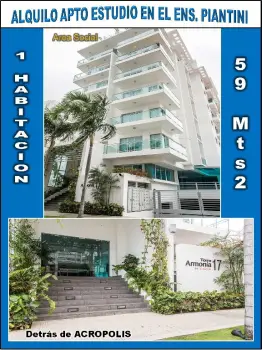 Alquilo apto de 1 hab 7mo. nivel balcon ens. piantini torre armonia 17