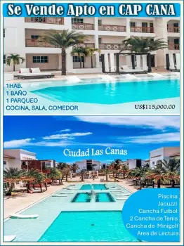 Vendo apto amueblado 1 habitación en ciudad las canas cap cana