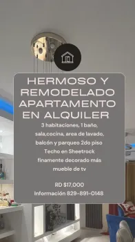 Hermoso apartamento en alquiler residencial juan rafael  jacobo majlut