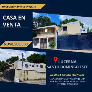 Casa en venta en lucerna santo domingo este  con 413 mts