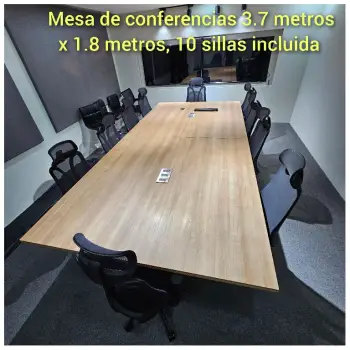 Mesa de reuniones y conferencias 3.7 metros x 1.8 10 sillas incluidas