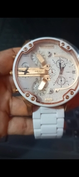 Diesel reloj plateado mr.daddy 2.0 cuarzo acero inoxidable con cronógr