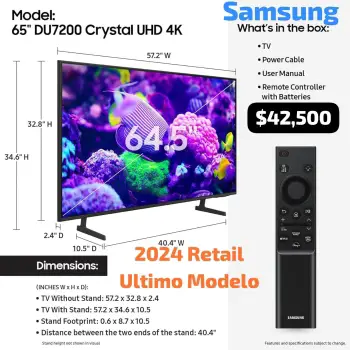Tv samsung 65 pg. ultimo modelo 65 un65ud7200f 2024 nuevo