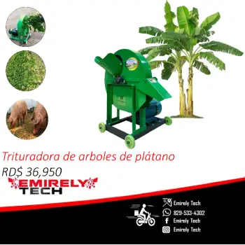 Trituradora cortadora de arboles de platano banana paja heno verde ali
