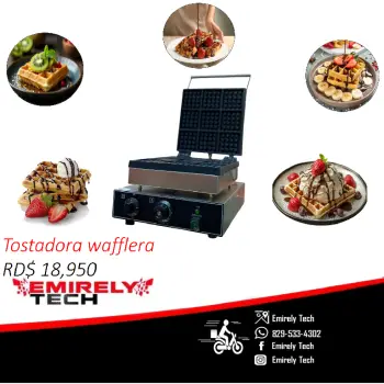 Wafflera tostadora de waffles gofres 9 unidades