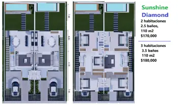 Villas de dos niveles a 3 minutos de la playa desde us122000