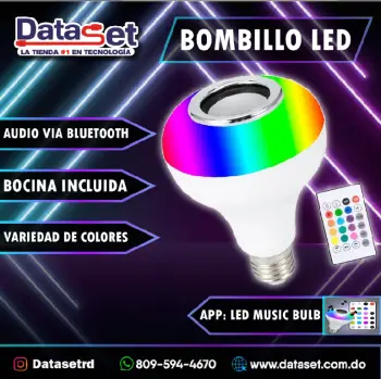 Bombillo led con bocina integrada y conexión bluetooth