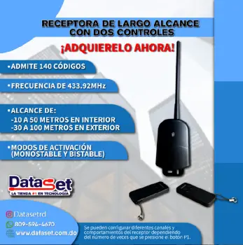 Receptora de largo alcance con dos controles