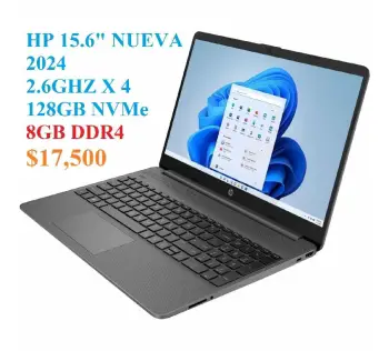 Laptop hp 15.6 2.6ghz x 2 128gb ssd 8gb ram nueva 17500