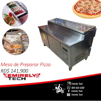 Mesa de preparar pizza con freezer
