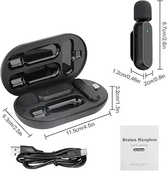 Micrófono inalámbrico lavalier hcz para iphone – sonido claro y reducc