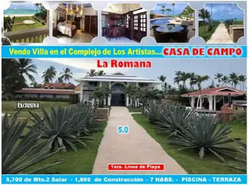 Vendo exclusiva villa en el complejo de los artista….casa de campo 1ra