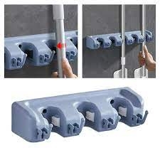 Soporte de pared para escobas y utensilios de limpieza