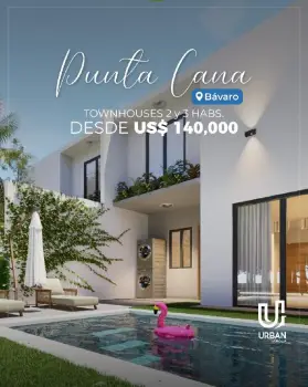 Townhouses de 2 y 3 habitaciones en punta cana