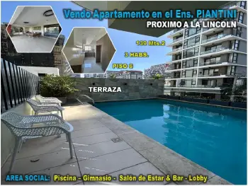 Vendo excelente apto en piantini prox. a la lincoln 3 habs. 139 mts.2